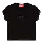 Diesel T-Shirt Girocollo Tinta Unita con Logo per Bambina J01830 NERO DIESEL 