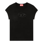 Diesel T-Shirt Girocollo Tinta Unita con Logo per Bambina J01830X NERO DIESEL 