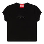 Diesel T-Shirt Girocollo tinta unita con Logo Nero per Bambina J01830XXXX NERO DIESEL 