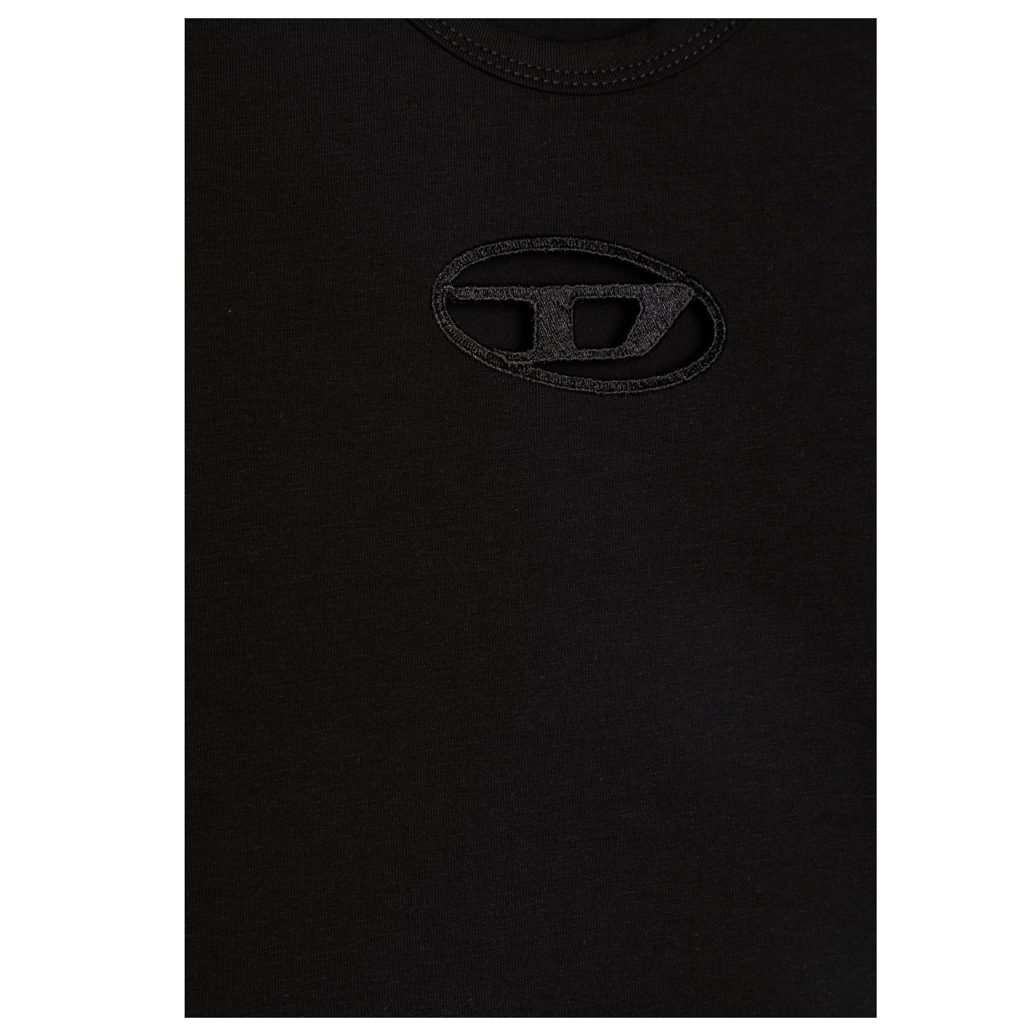 Diesel T-Shirt Girocollo tinta unita con Logo Nero per Bambina J01830XXXX NERO DIESEL 