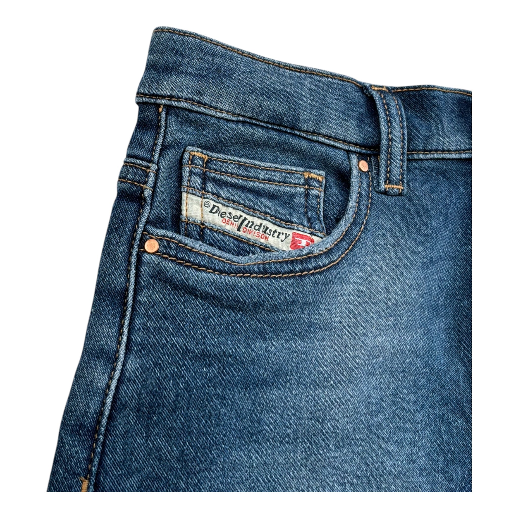 Diesel Gonna In Denim Tinta Unita con Girovita Regolabile per Bambina J01854 BLU DIESEL 