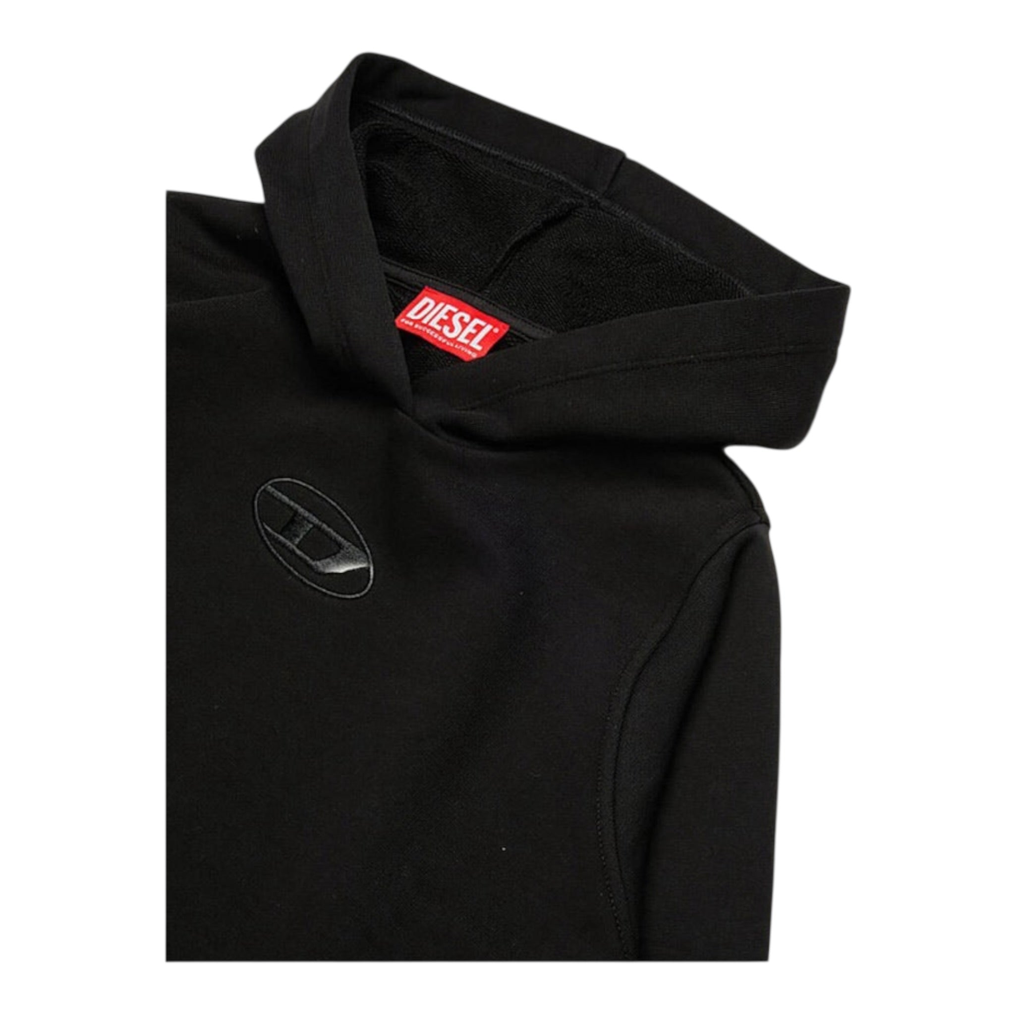 Diesel Felpa tinta unita con Cappuccio Nero per Bambina J02014 NERO DIESEL 