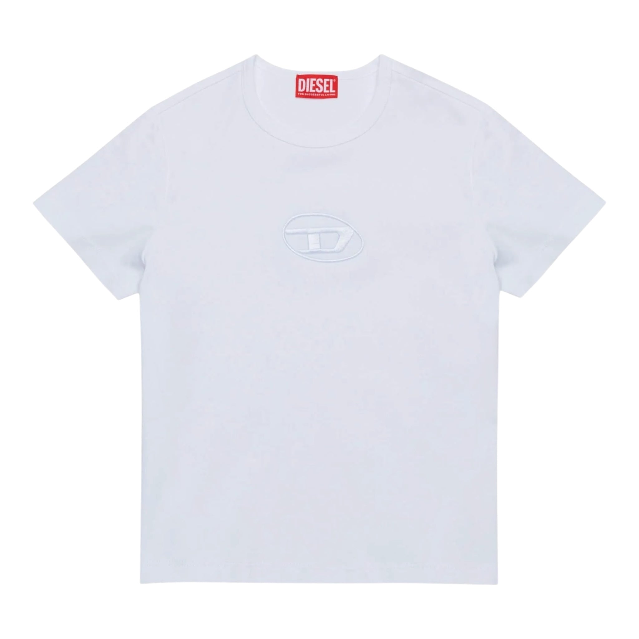Diesel T-Shirt Girocollo Tinta Unita con Logo per Bambina J02036 BIANCO DIESEL 