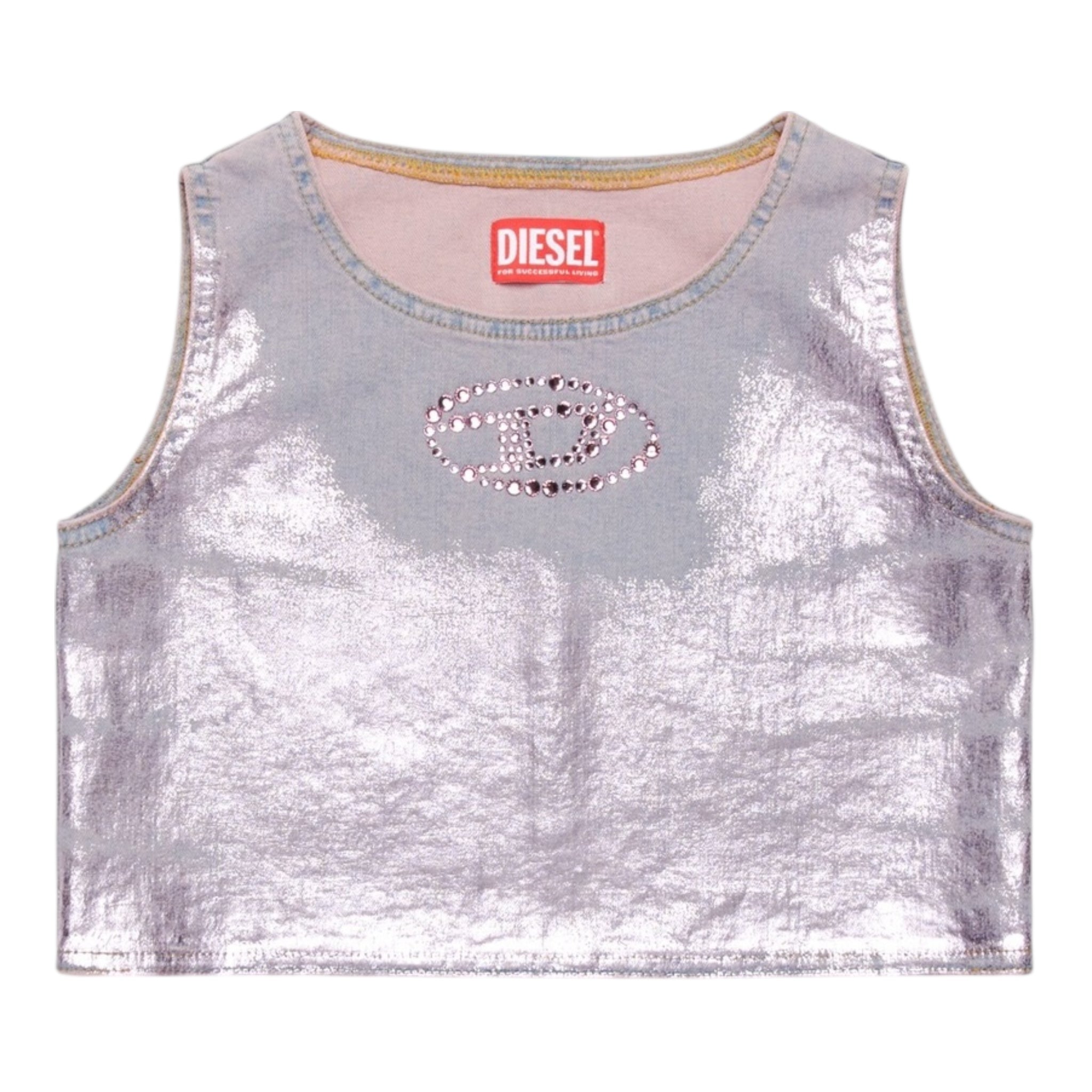 Diesel Top Giromanica Tinta Unita con Logo per Bambina J02169 ROSA DIESEL 