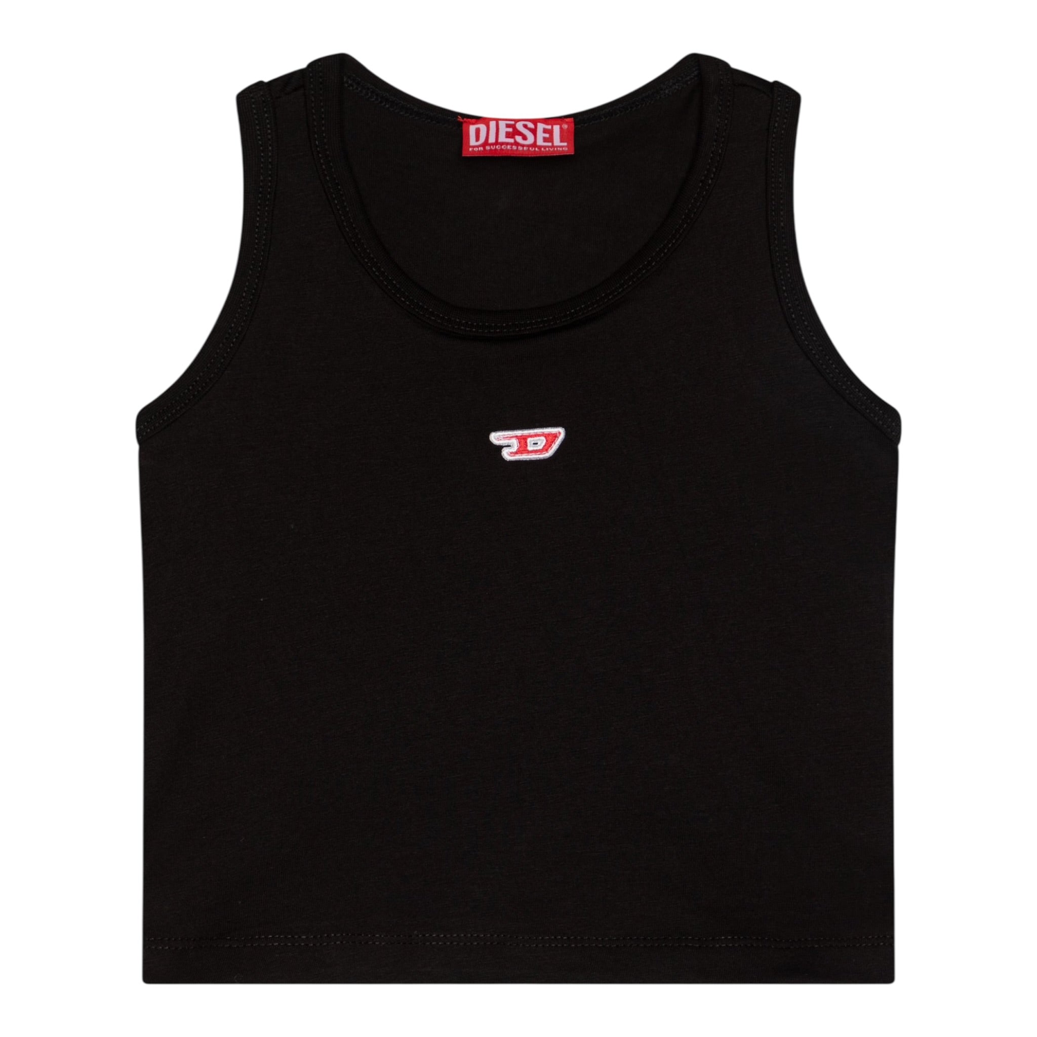 Diesel Canotta tinta unita con Logo Nero per Bambina J02238XX NERO DIESEL 
