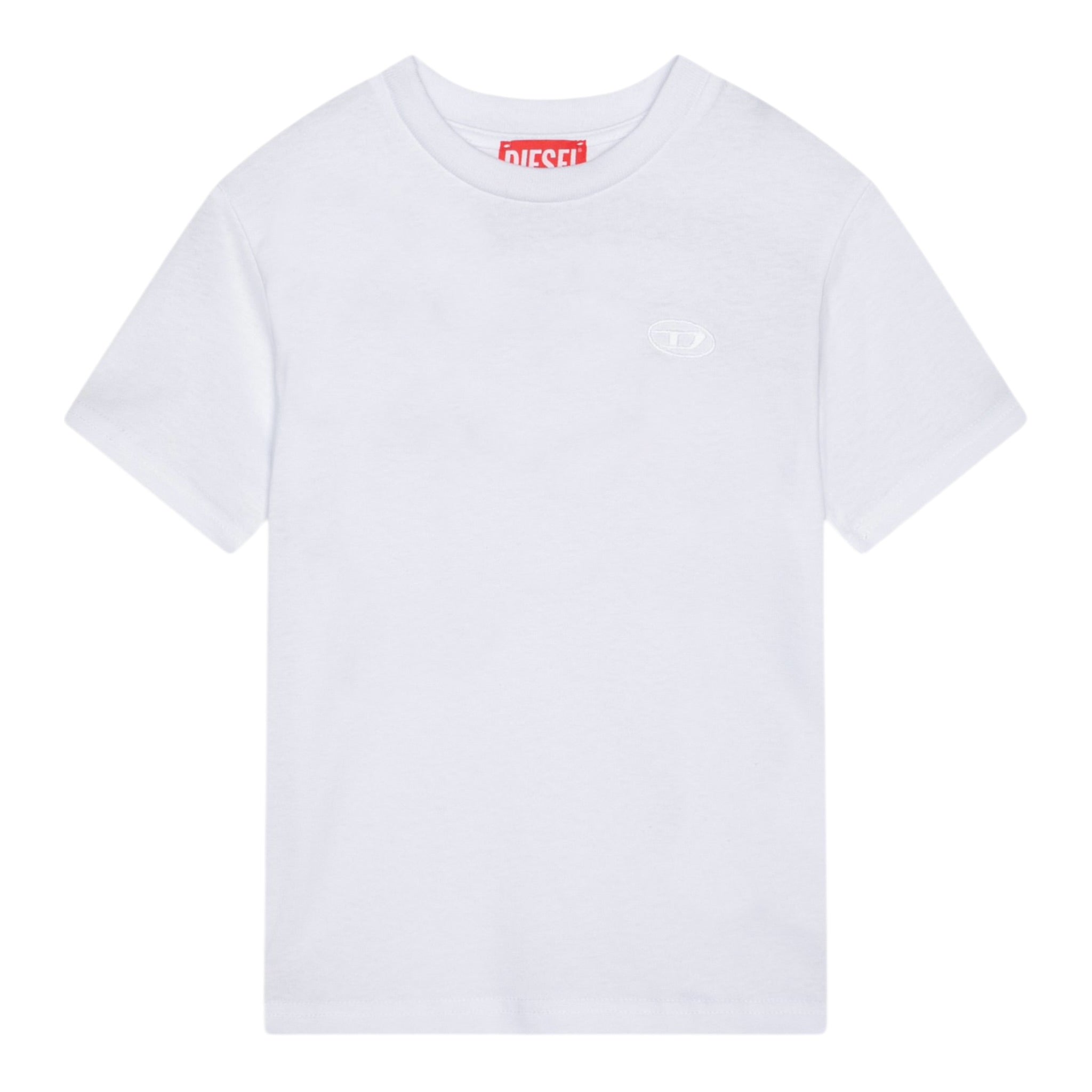 Diesel T-Shirt Girocollo Tinta Unita con Logo per Bambino J02276X BIANCO DIESEL 