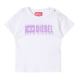 Diesel T-Shirt Girocollo tinta unita con Logo Bianco per Bambina K00569AJ BIANCO DIESEL 