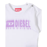 Diesel T-Shirt Girocollo tinta unita con Logo Bianco per Bambina K00569AJ BIANCO DIESEL 