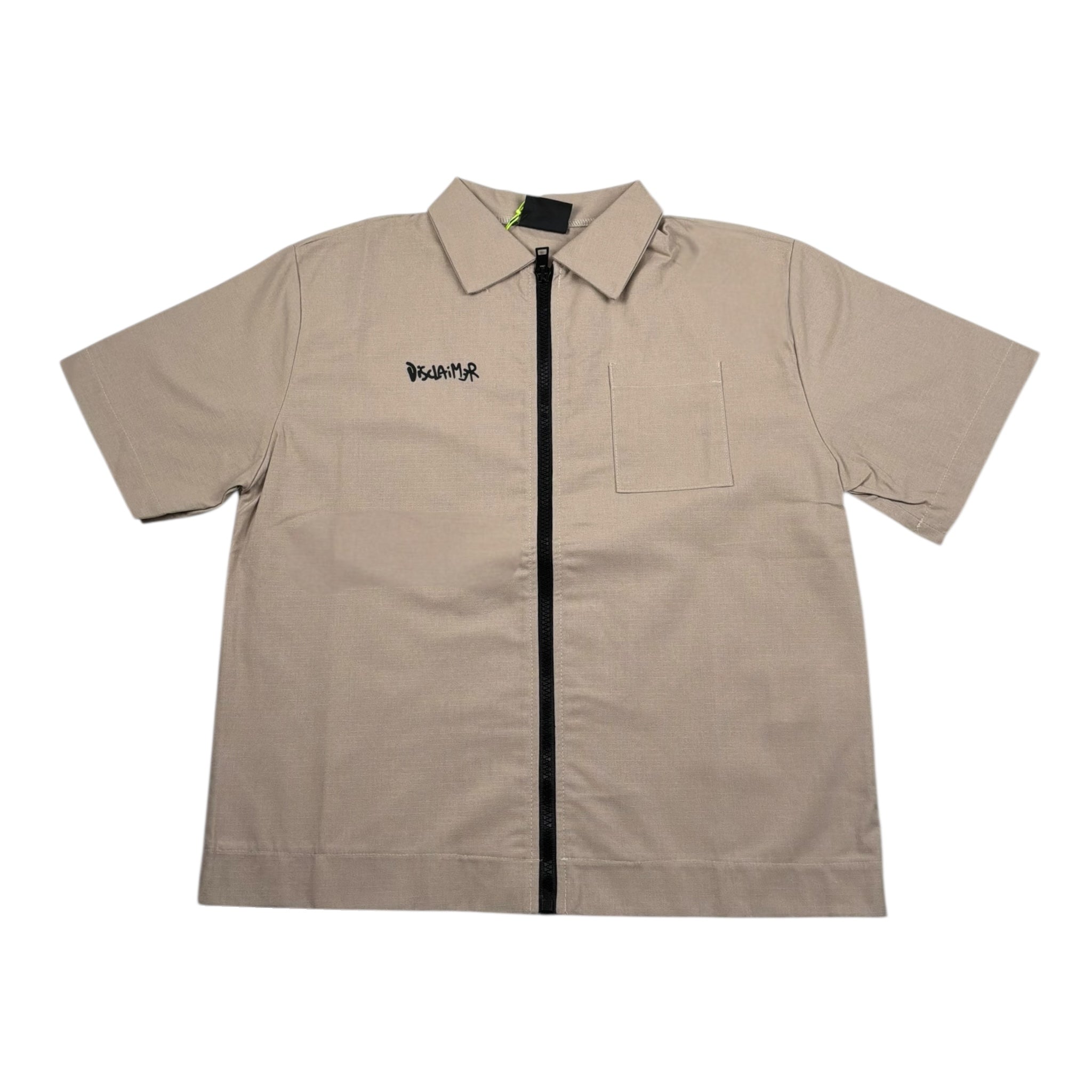 Disclaimer Camicia Mezza Manica Tinta Unita con Zip per Bambino 25EDK58456 BEIGE DISCLAIMER 