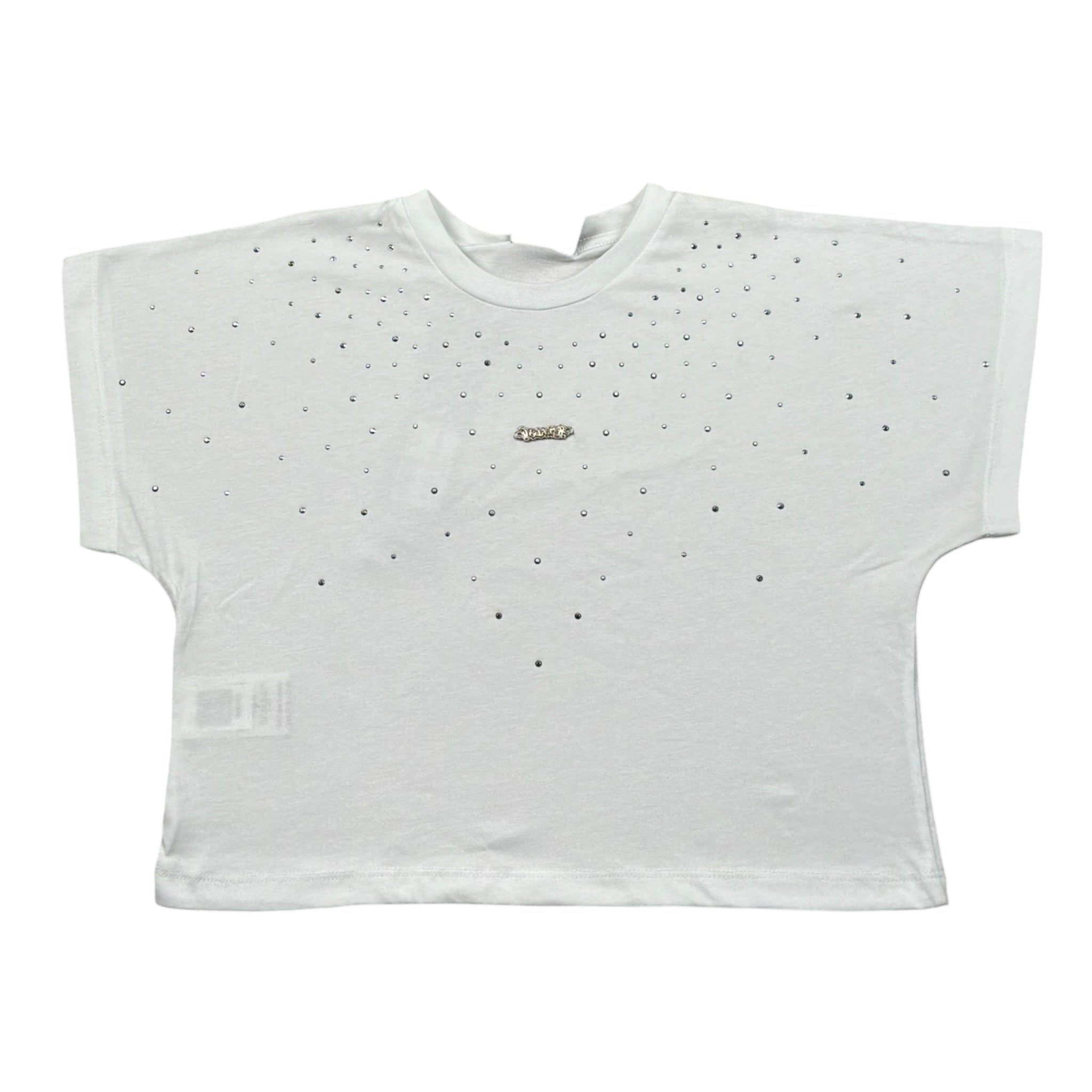 Disclaimer T-Shirt Girocollo Tinta Unita con Stampa E Brillantini per Bambina 25EDK58552 BIANCO DISCLAIMER 