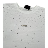 Disclaimer T-Shirt Girocollo Tinta Unita con Stampa E Brillantini per Bambina 25EDK58552 BIANCO DISCLAIMER 