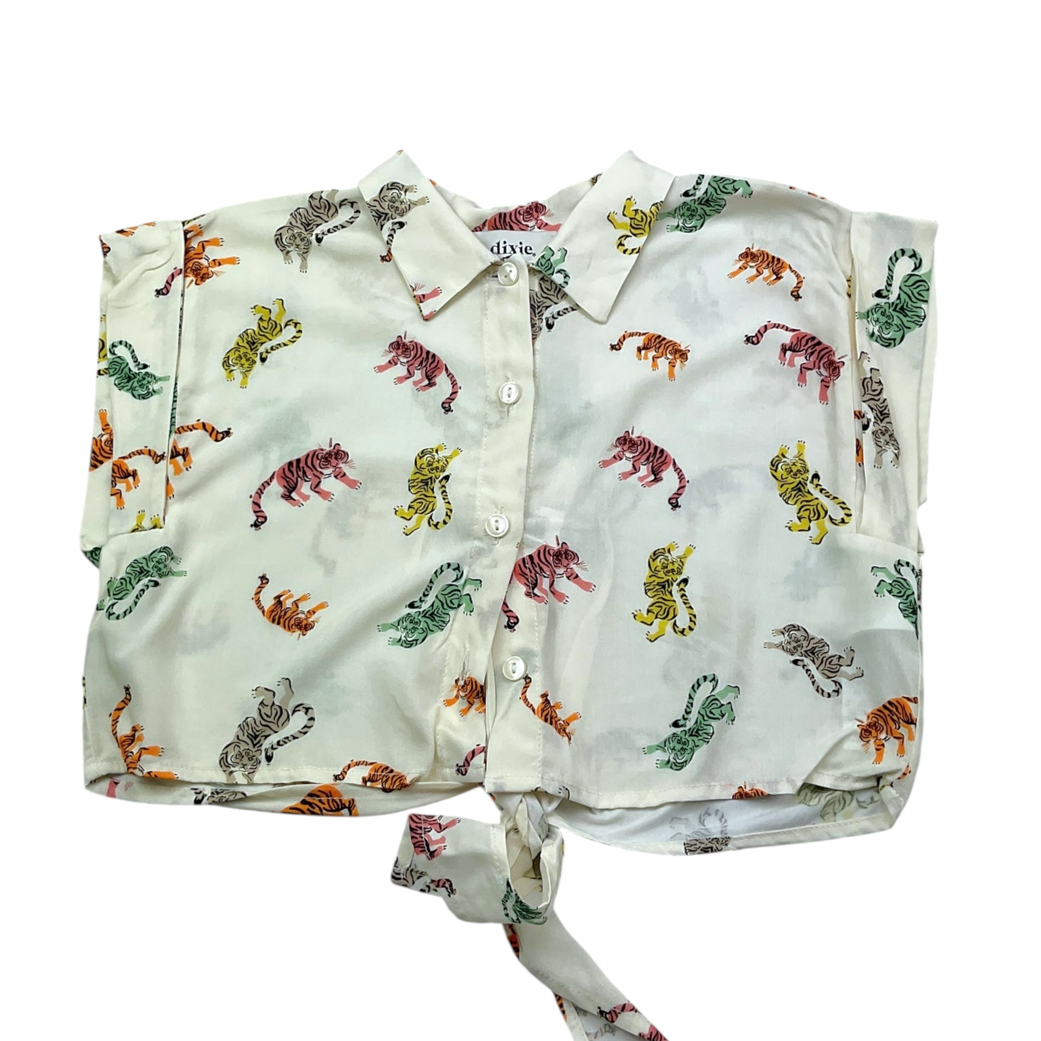 Dixie Camicia Giromanica Tinta Unita con Stampa per Bambina CC72364G74 PANNA DIXIE 