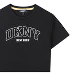 Dkny T-Shirt Girocollo Tinta Unita con Stampa per Bambino D62237 NERO DKNY 