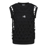 Dkny Canotta Tinta Unita Cont Trafori per Bambina D62317 NERO DKNY 