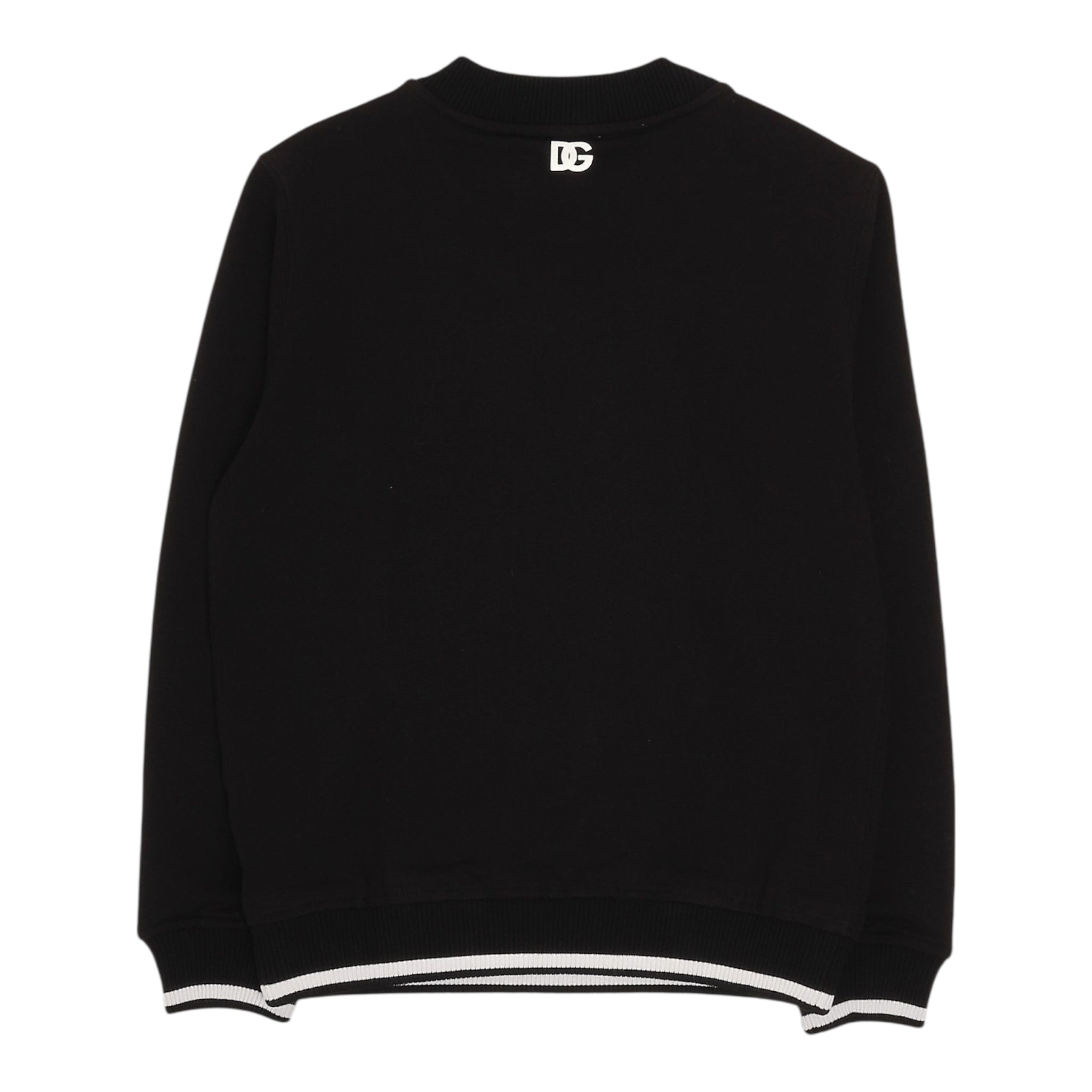 Dolce & Gabbana Felpa Chiusa Girocollo Tinta Unita con Stampa per Bambino L4JWKD NERO DOLCE & GABBANA 