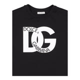 Dolce & Gabbana T-Shirt Girocollo Tinta Unita con Logo per Neonata L5JTIDN NERO DOLCE & GABBANA 