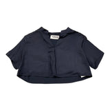 Dondup Camicia Modello Crop Tinta Unita Mezza Manica per Neonata DFCA038N BLU DONDUP 