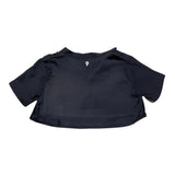 Dondup Camicia Modello Crop Tinta Unita Mezza Manica per Neonata DFCA038N BLU DONDUP 