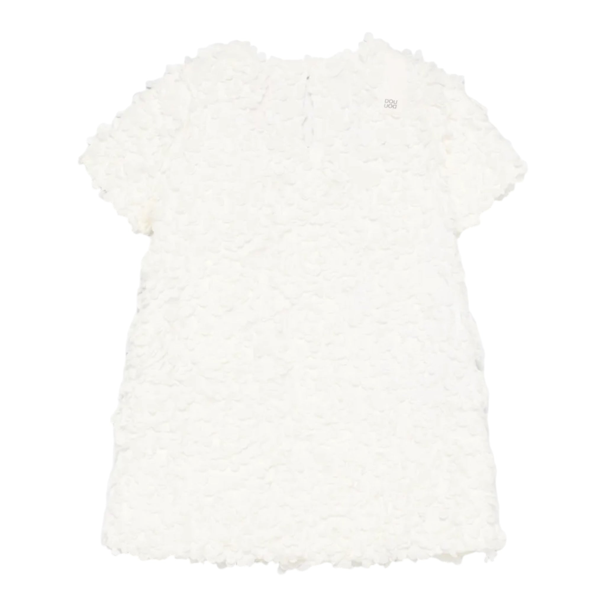 Dou Dou Abito Girocollo Tinta Unita con Applicazioni per Bambina DW1A91X PANNA DOU DOU 