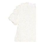 Dou Dou Abito Girocollo Tinta Unita con Applicazioni per Bambina DW1A91X PANNA DOU DOU 
