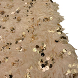 Dou Dou top Giromanica Tinta Unita con Paillettes E Piume per Bambina DW5A51 BEIGE DOU DOU 