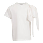Dou Dou T-Shirt Girocollo Tinta Unita con Fiocco per Bambina DW8A41 BIANCO DOU DOU 