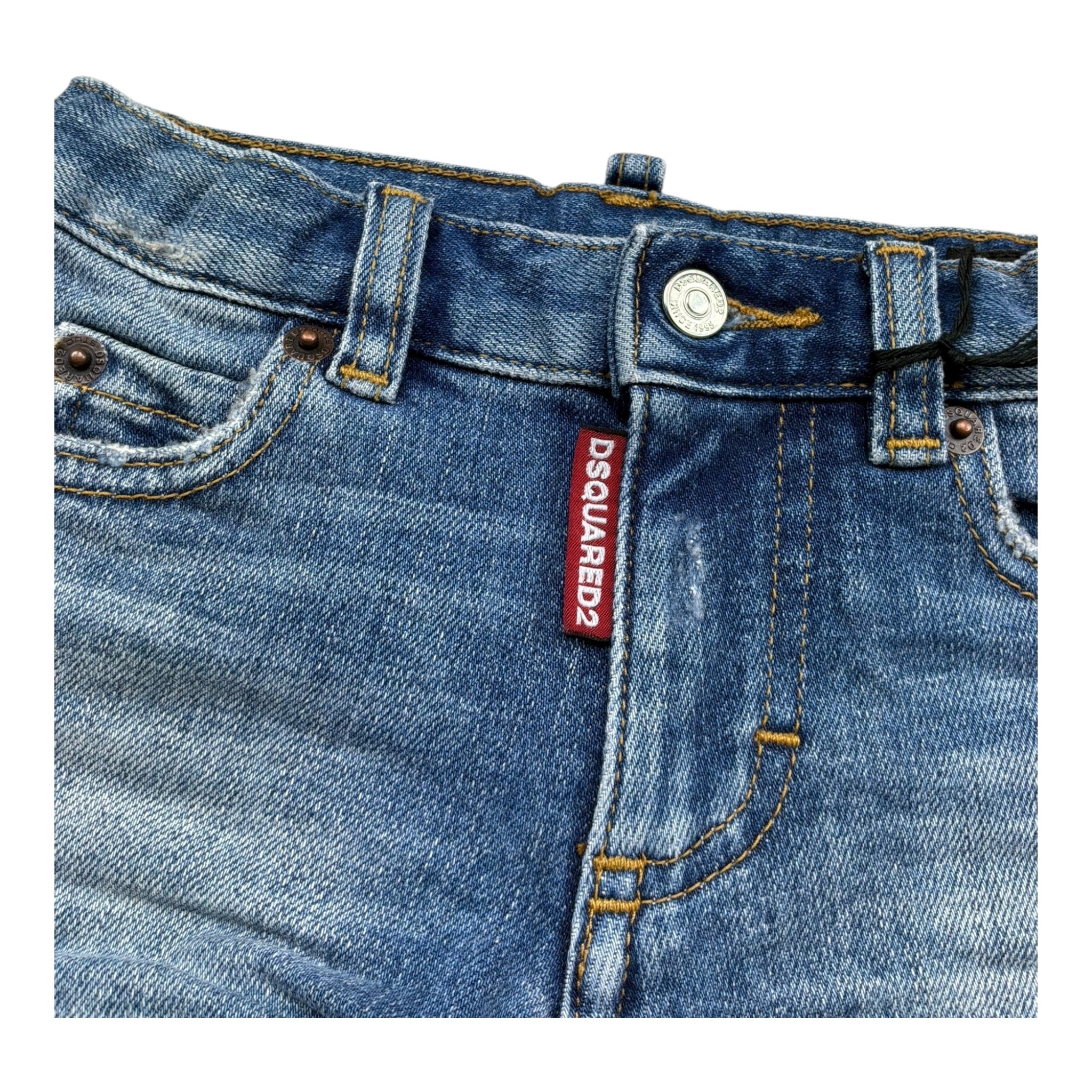 Dsquared2 Bermuda Tinta Unita In Denim per Neonato DQ00WGN BLU DSQUARED2 