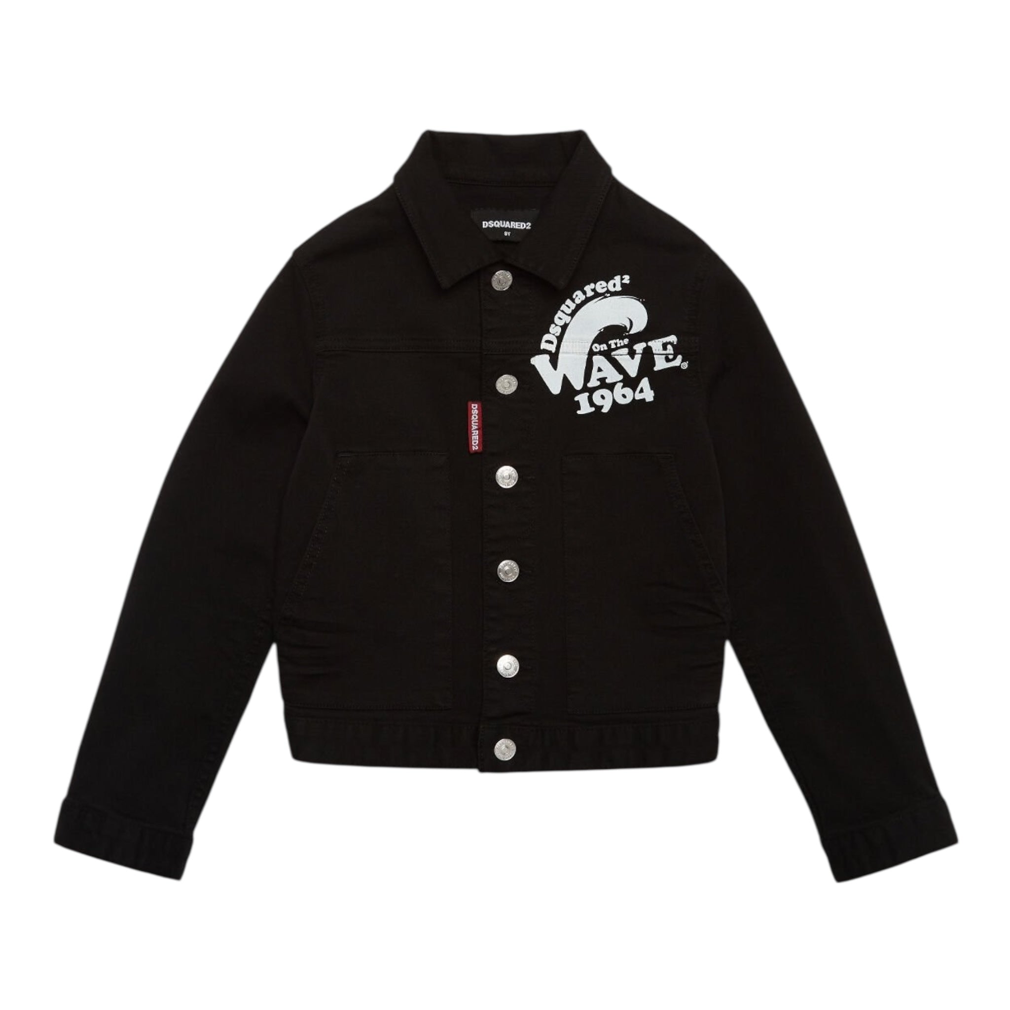 Dsquared2 Giacca In Denim Tinta Unita con Stampa per Bambino DQ2132 NERO DSQUARED2 