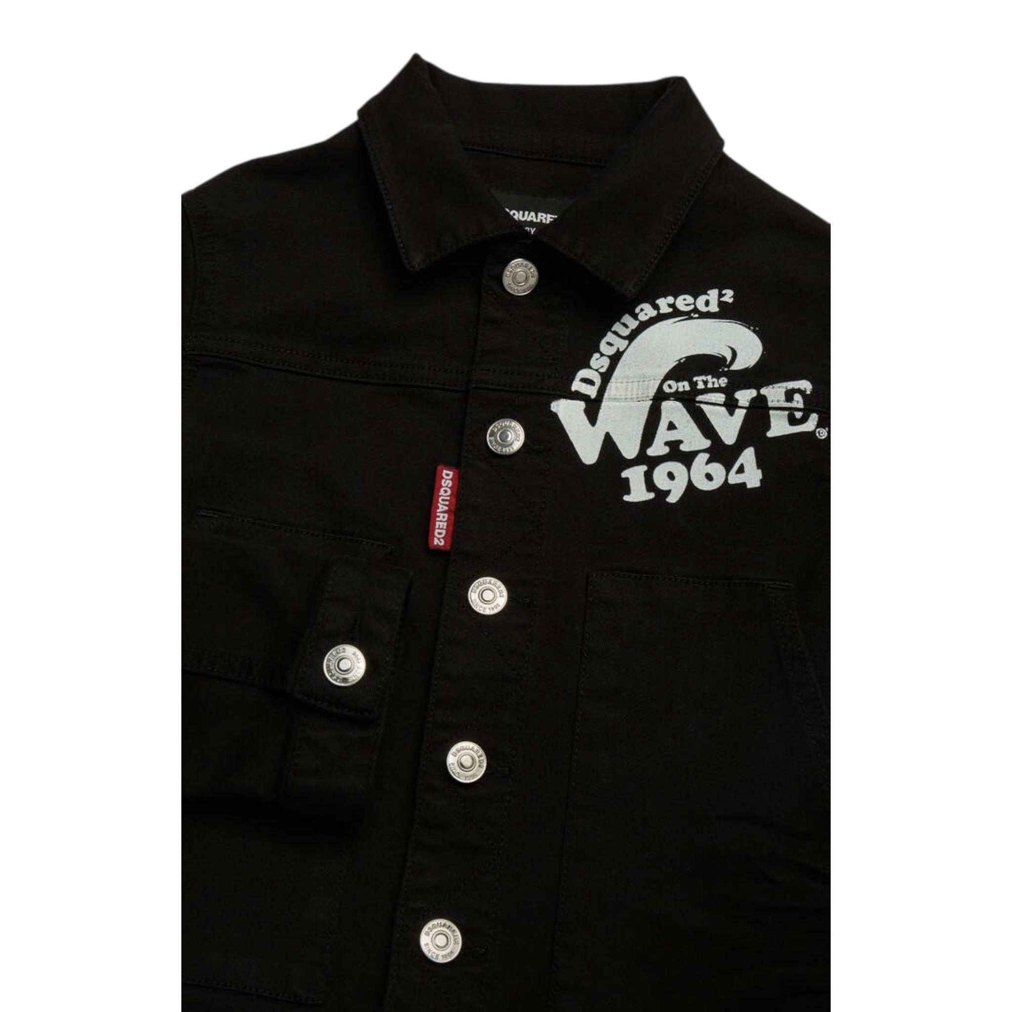 Dsquared2 Giacca In Denim Tinta Unita con Stampa per Bambino DQ2132X NERO DSQUARED2 