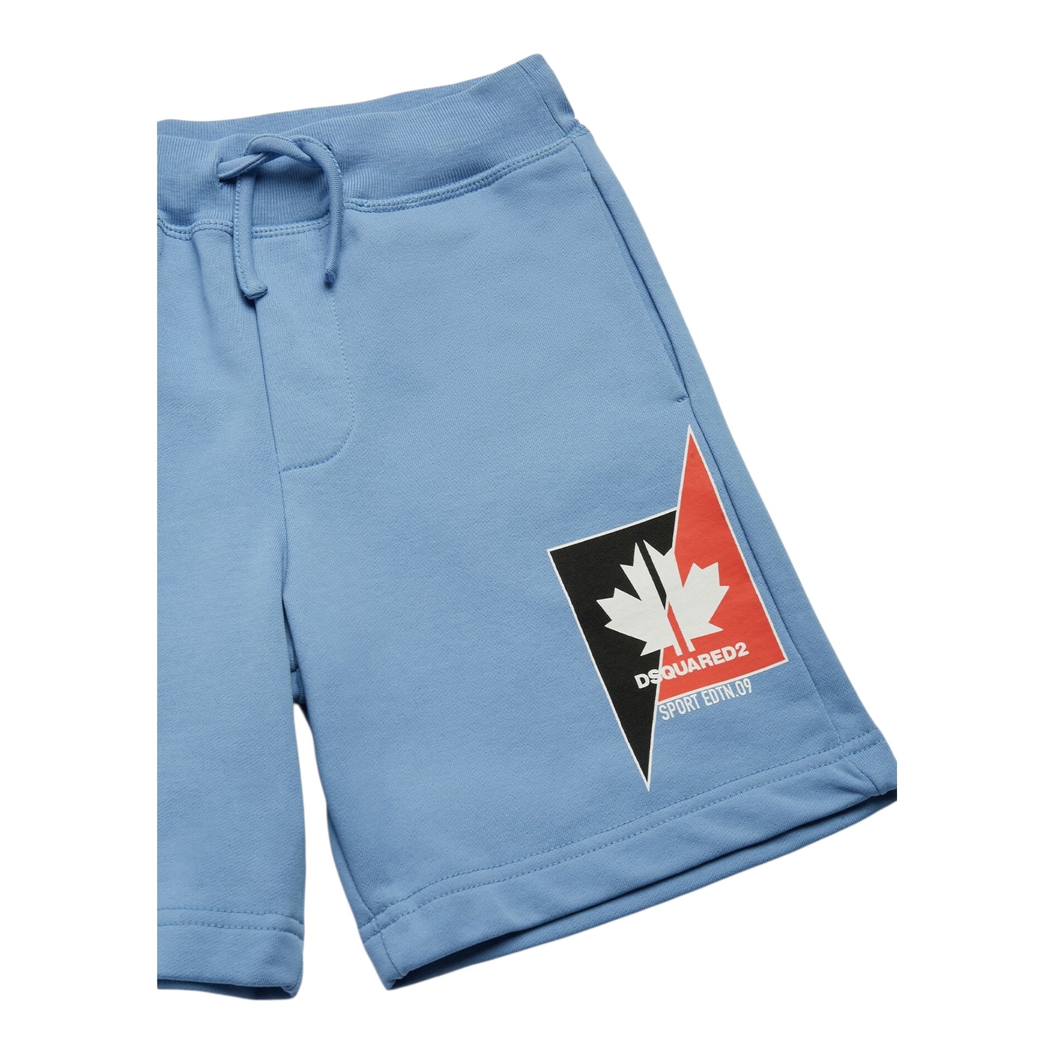 Dsquared2 Bermuda Felpa Tinta Unita con Stampa per Bambino DQ2191 AZZURRO DSQUARED2 