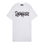 Dsquared2 T-Shirt Girocollo Tinta Unita con Stampa per Bambina DQ2714 BIANCO DSQUARED2 