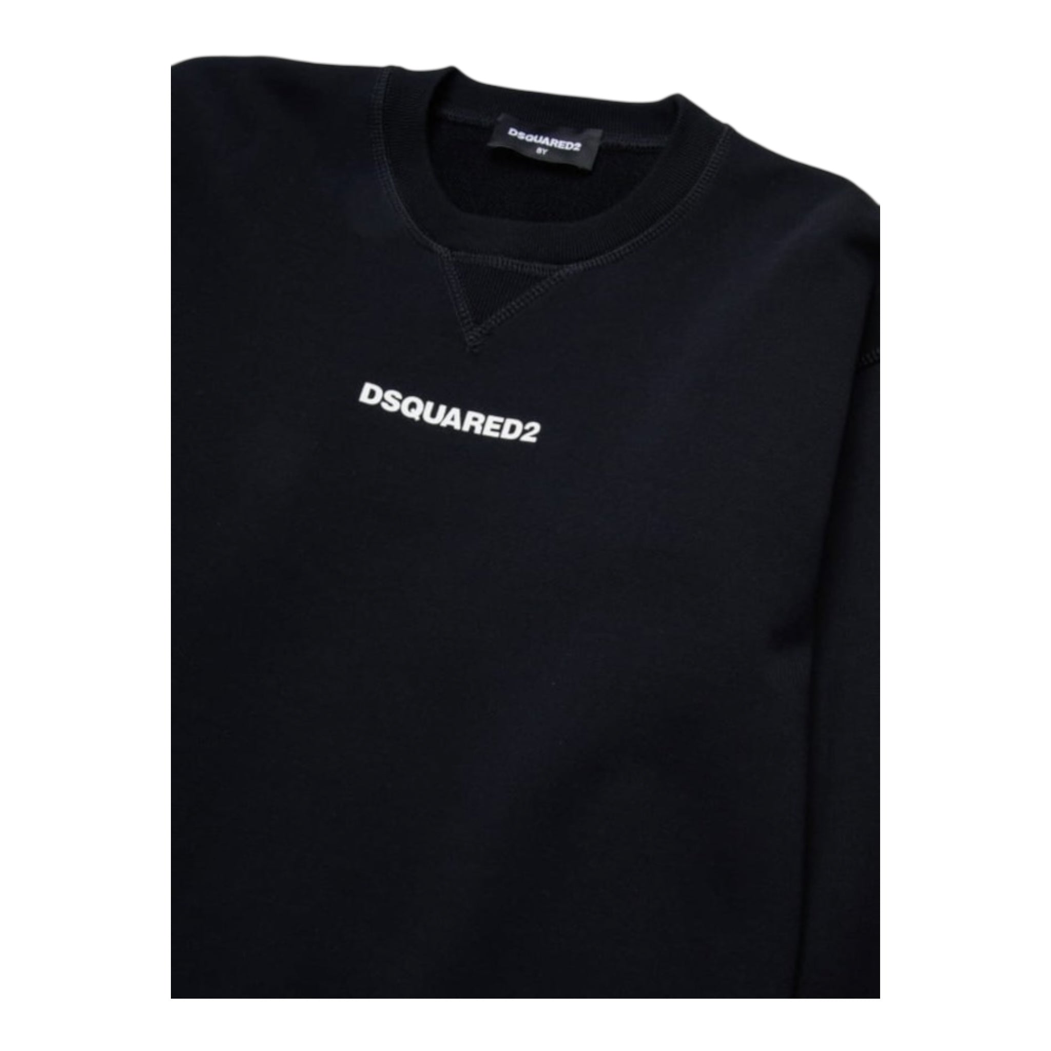 Dsquared2 Felpa Girocollo Tinta Unita con Stampa per Bambino DQ2739X NERO DSQUARED2 