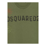 Dsquared2 T-Shirt Girocollo Tinta Unita con Stampa per Bambino DQ2753 VERDE DSQUARED2 