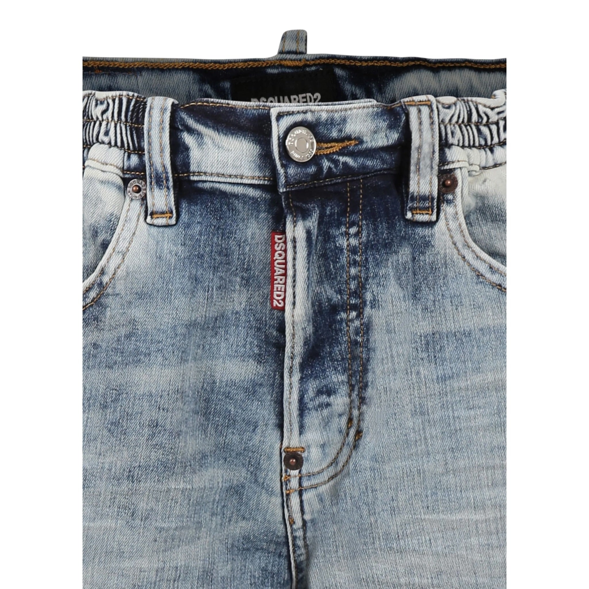 Dsquared2 Bermuda In Denim tinta unita Azzurro per Bambino DQ2828X AZZURRO DSQUARED2 