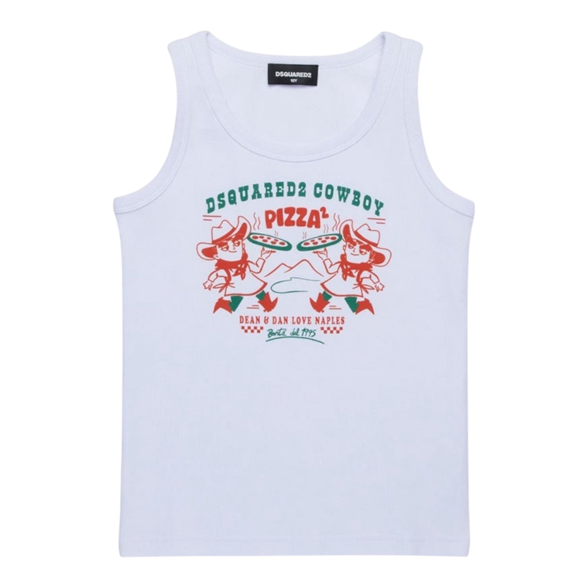 Dsquared2 Canotta Tinta Unita Girocollo con Stampa per Bambino DQ2974 BIANCO DSQUARED2 