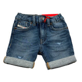 Dsquared2 Bermuda In Denim Tinta Unita Girovita Regolabile per Neonato K00362 BLU DIESEL 