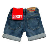 Dsquared2 Bermuda In Denim Tinta Unita Girovita Regolabile per Neonato K00362 BLU DIESEL 