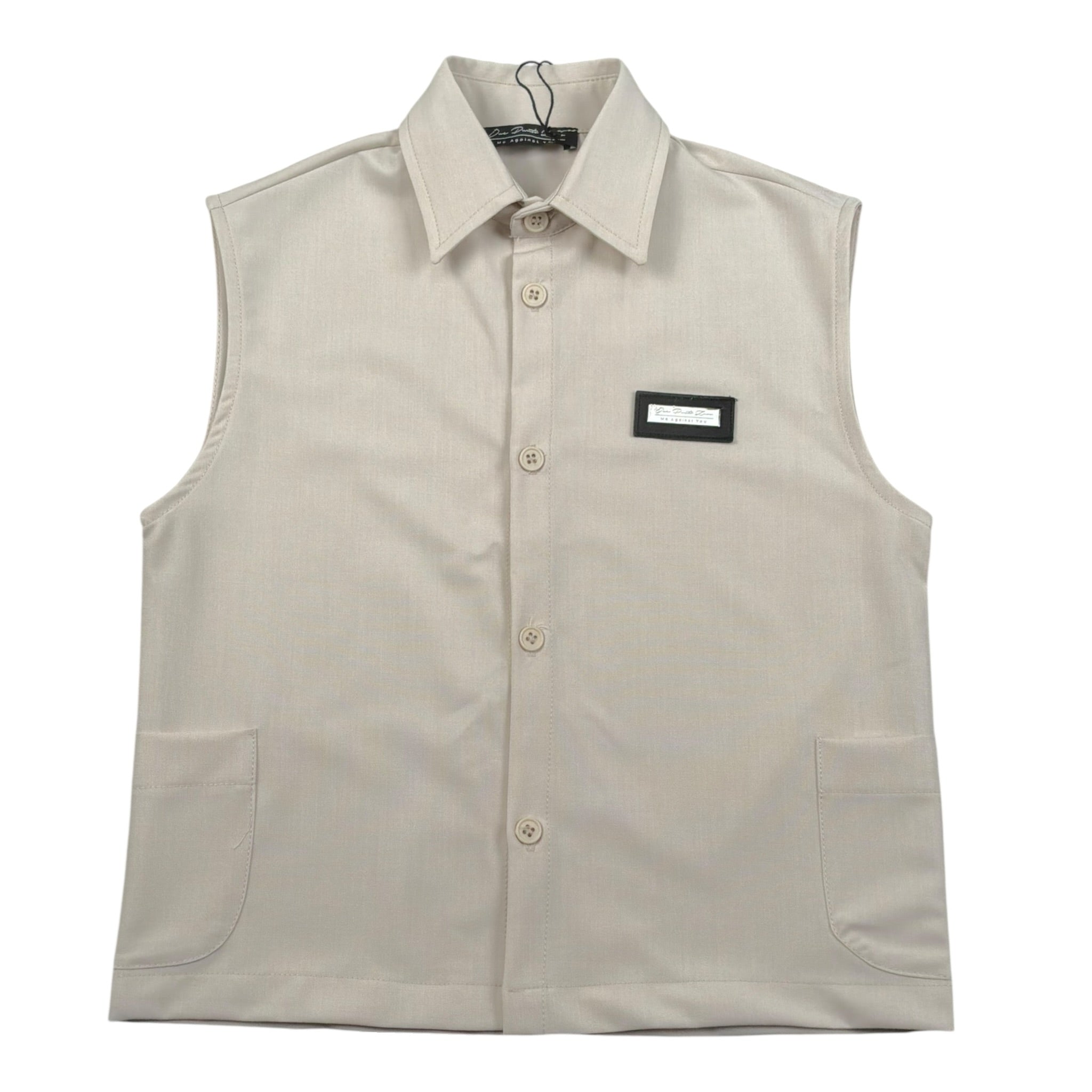 Duepuntozero Camicia Tinta Unita Smanicata per Bambino SMAR2 BEIGE DUEPUNTOZERO 
