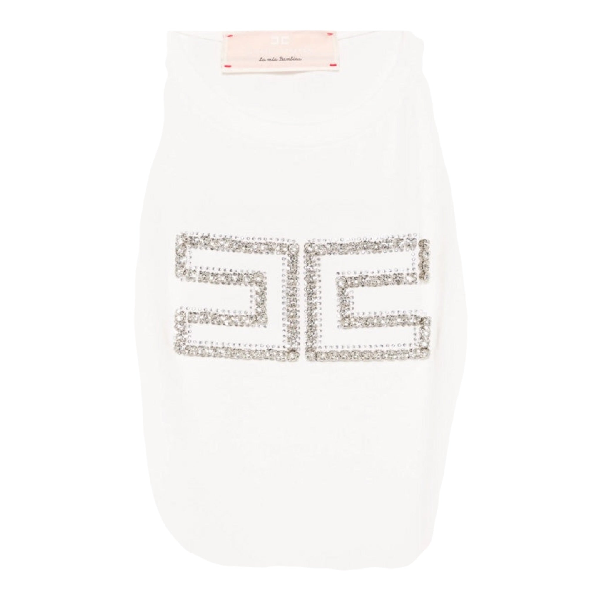 Elisabetta Franchi T-Shirt Girocollo Tinta Unita con Applicazioni Brillantini per Bambina EFTS239X BIANCO ELISABETTA FRANCHI 