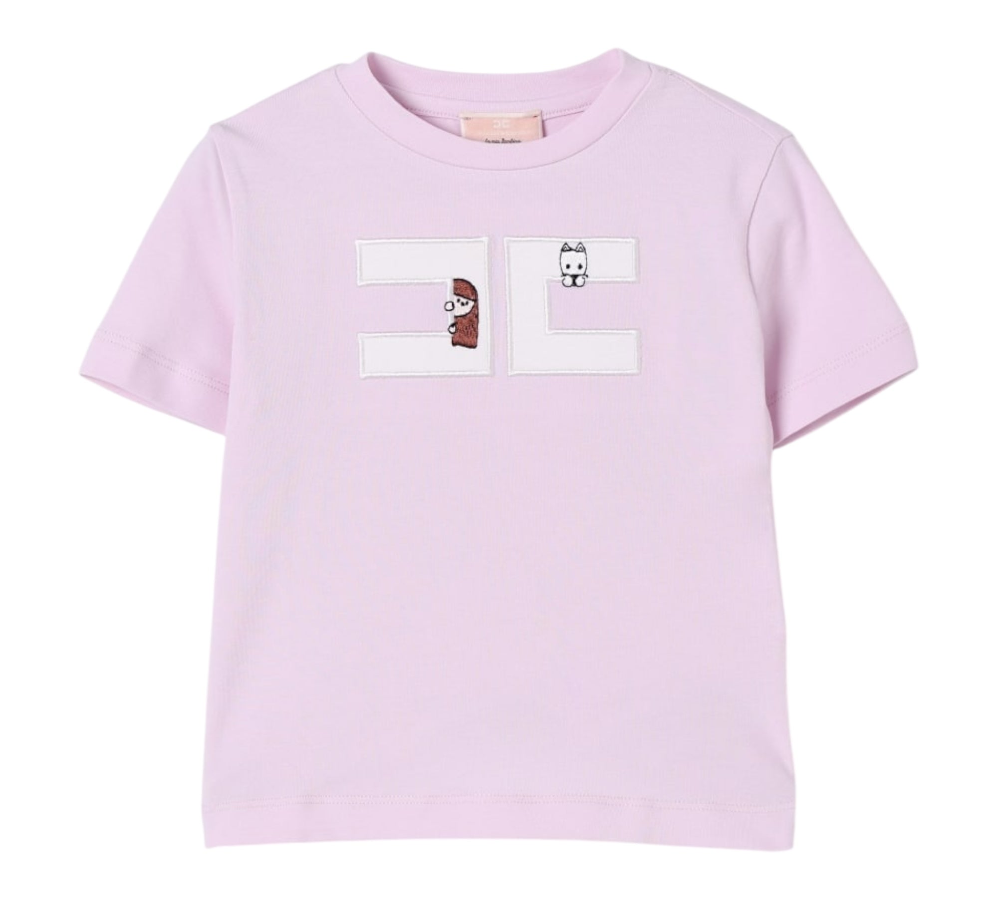 Elisabetta Franchi T-Shirt Girocollo Tinta Unita con Logo per Neonata EGTS090N LILLA ELISABETTA FRANCHI 