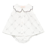 Elisabetta Franchi Completo 2 Pezzi Camicia-Coulotte Tubta Unita con Stampa per Neonata ENCD096 BIANCO ELISABETTA FRANCHI 