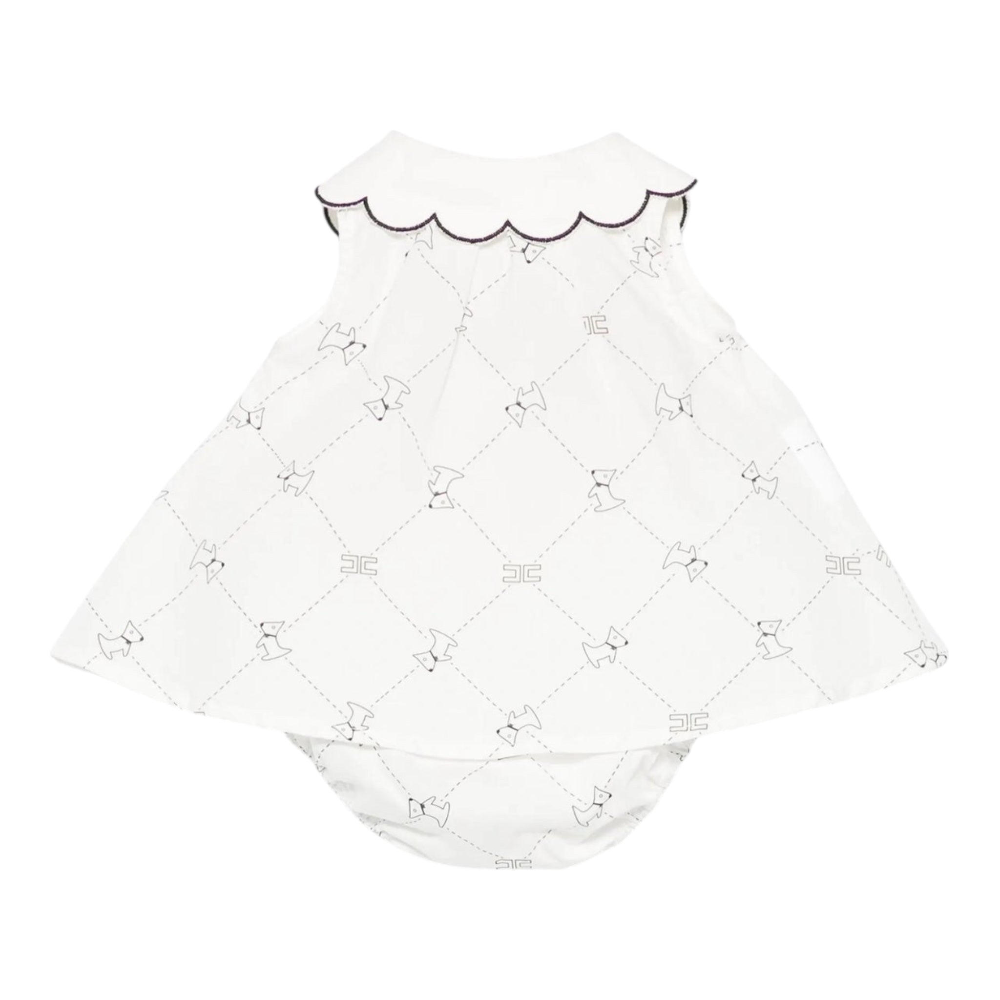 Elisabetta Franchi Completo 2 Pezzi Camicia-Coulotte Tubta Unita con Stampa per Neonata ENCD096 BIANCO ELISABETTA FRANCHI 
