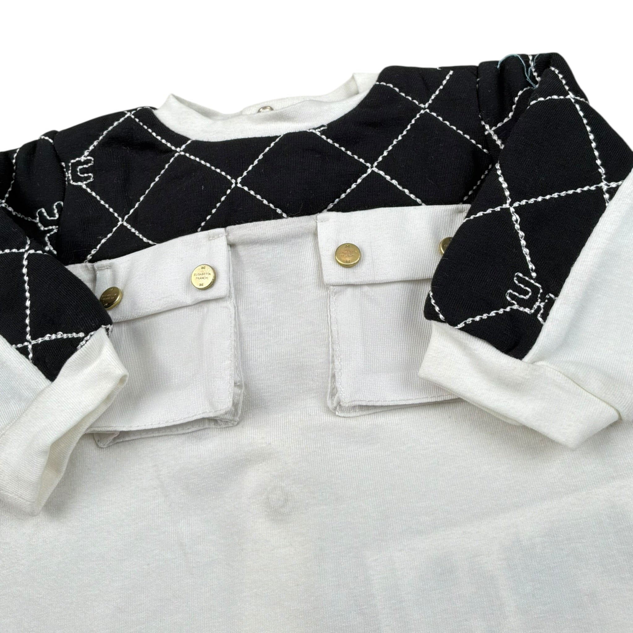Elisabetta Franchi Tutina Bicolore con Taschini per Neonata ENTU097 BIANCO/NERO ELISABETTA FRANCHI 