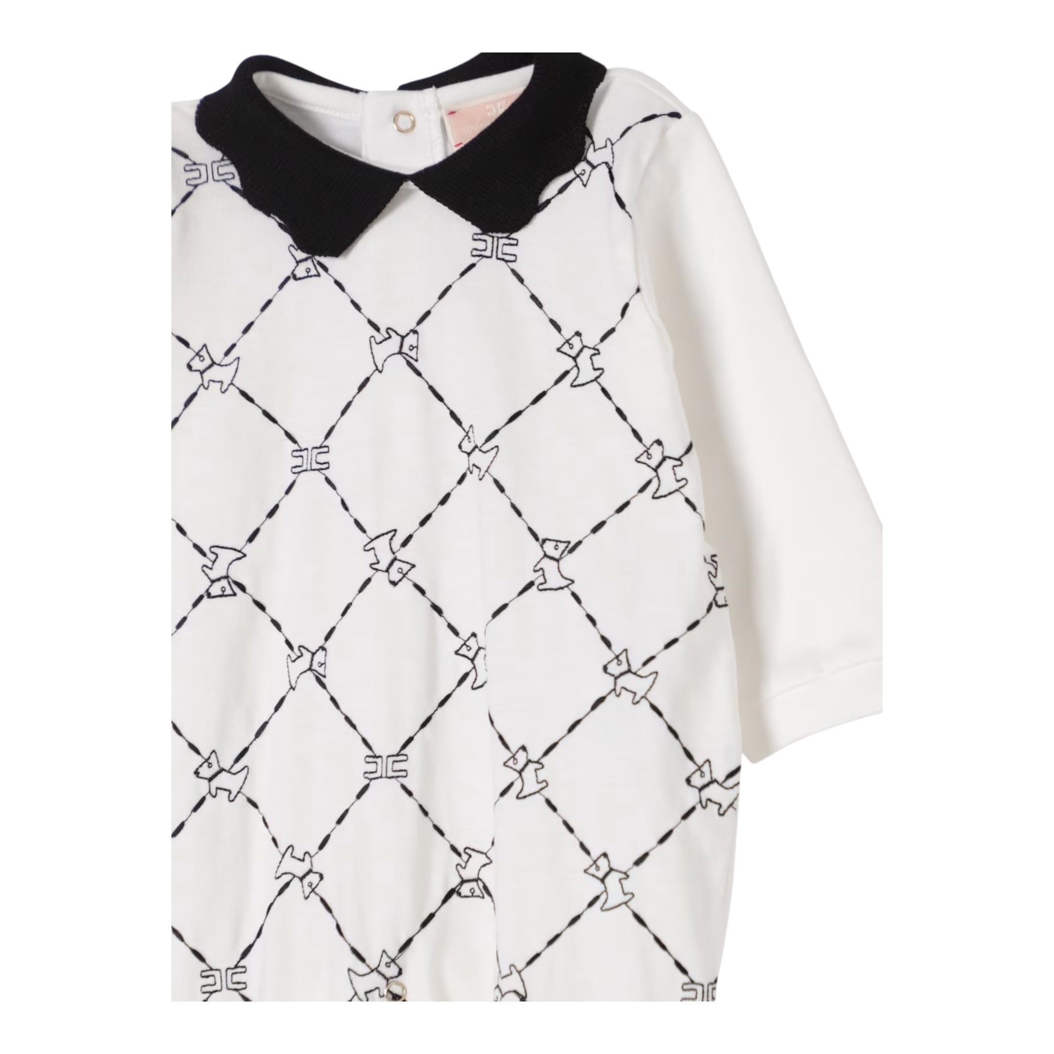 Elisabetta Franchi Tutina Manica Lunga Tinta Unita con Colletto In Contrasto per Neonata ENTU129 BIANCO ELISABETTA FRANCHI 