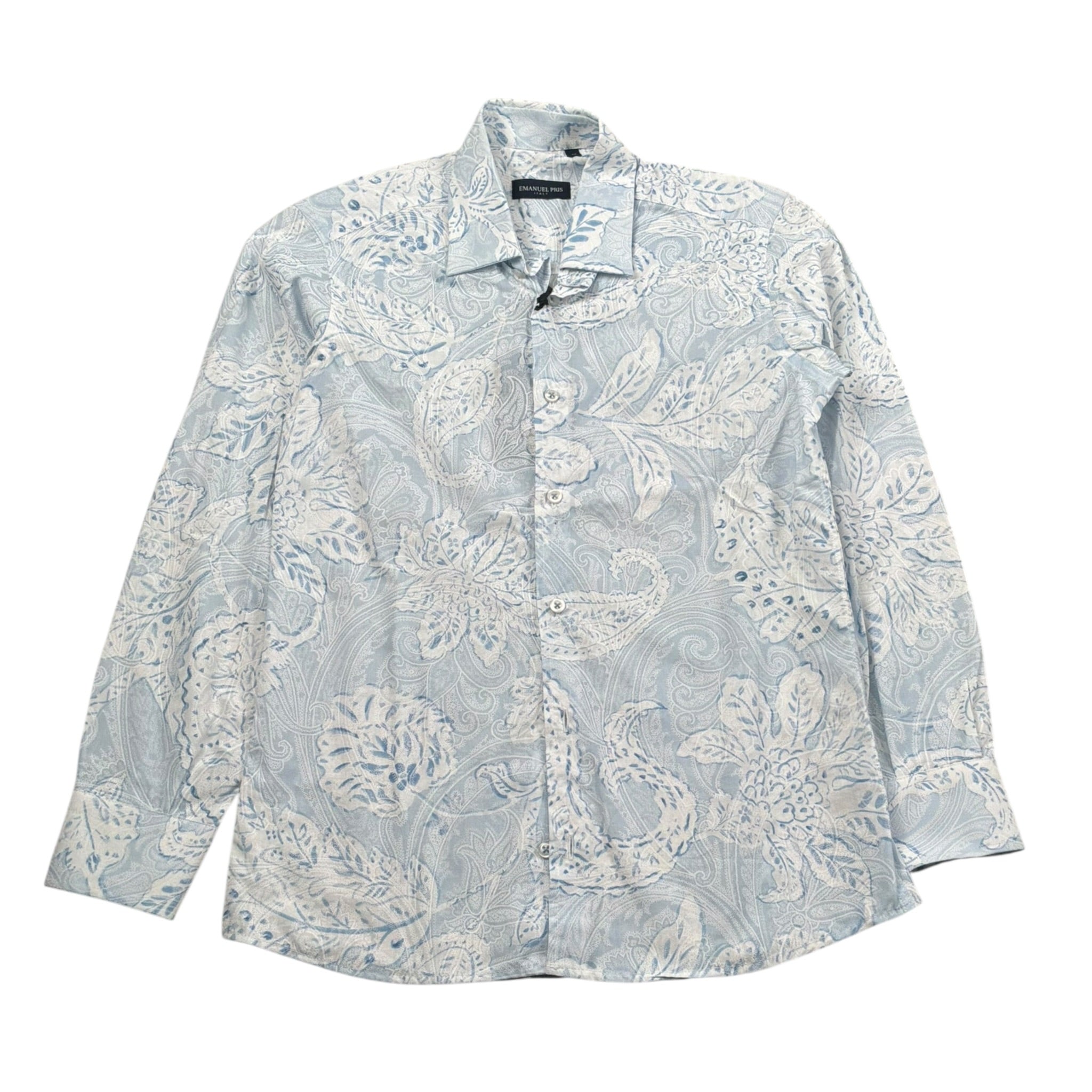 Emanuel Pris Camicia Tinta Unita Manica Lunga con Fantasia per Bambino ECM4162R AZZURRO EMANUEL PRIS 