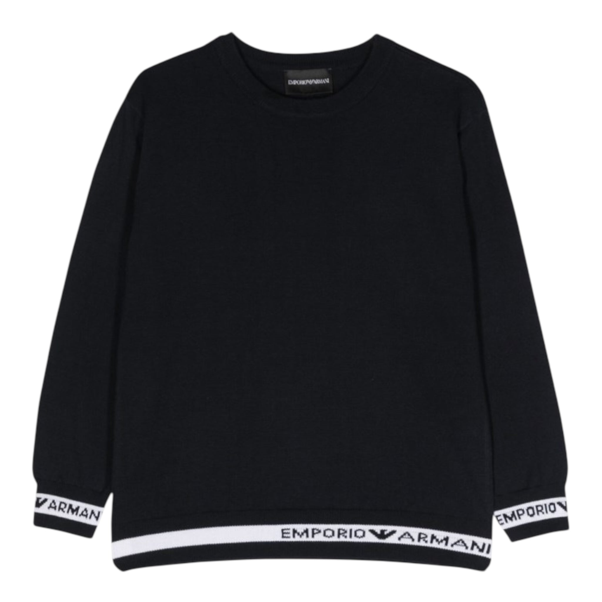 Emporio Armani Maglia Girocollo Tinta Unita con Logo per Bambino 3R4M56 BLU EMPORIO ARMANI 