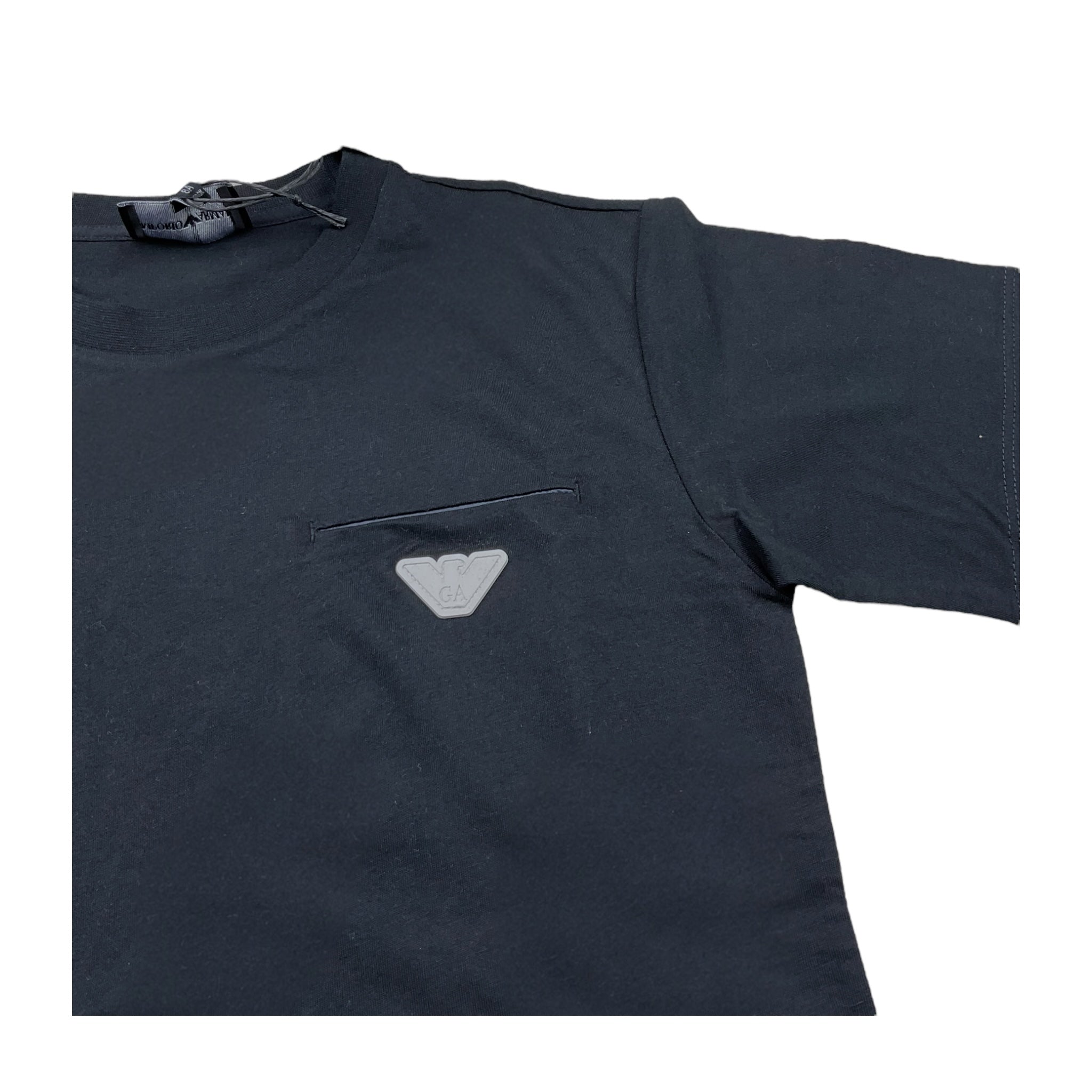 Emporio Armani T-Shirt Girocollo Tinta Unita con Taschino per Bambino EB000111 BLU EMPORIO ARMANI 
