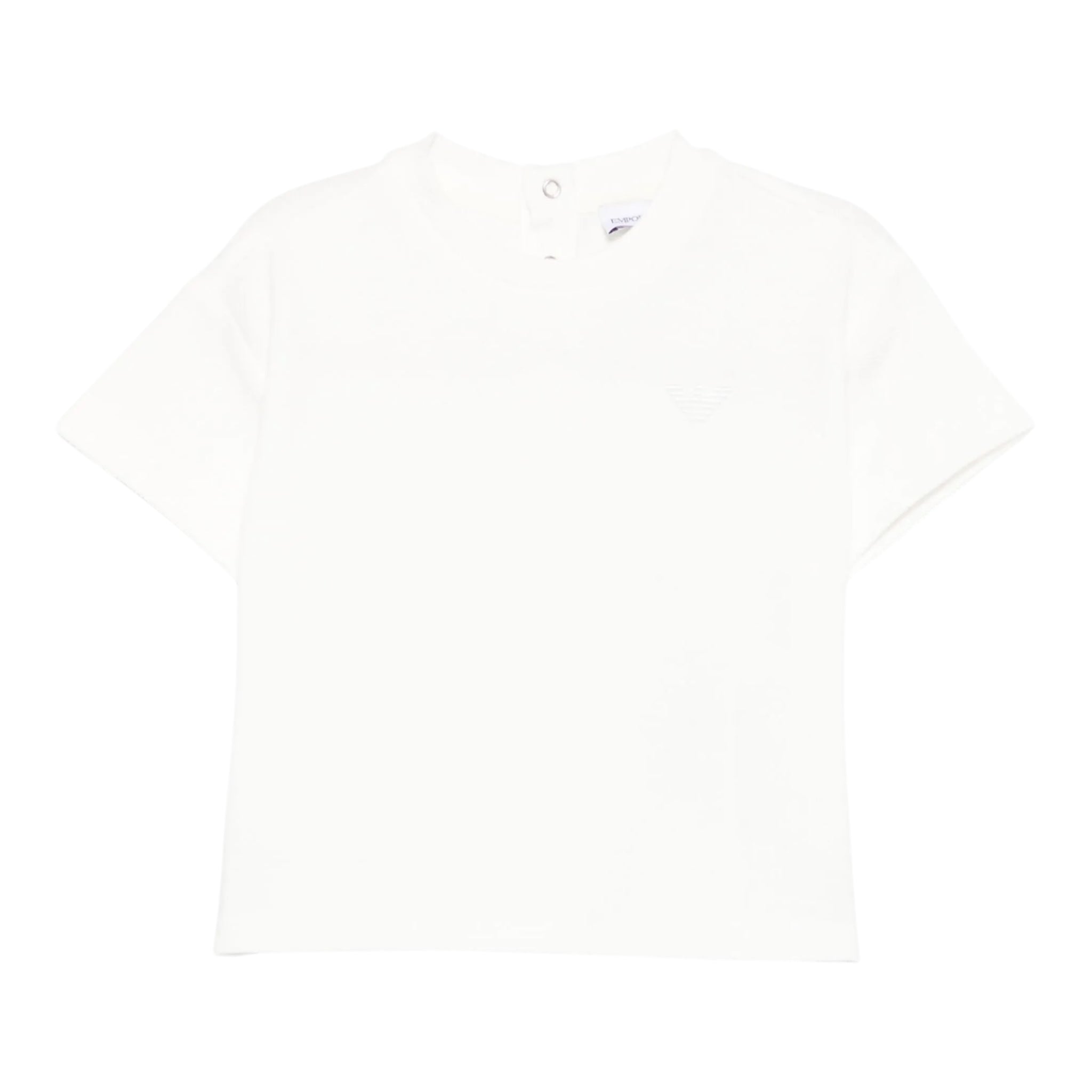 Emporio Armani T-Shirt Girocollo Tinta Unita con Logo per Bambino EB000166 PANNA EMPORIO ARMANI 