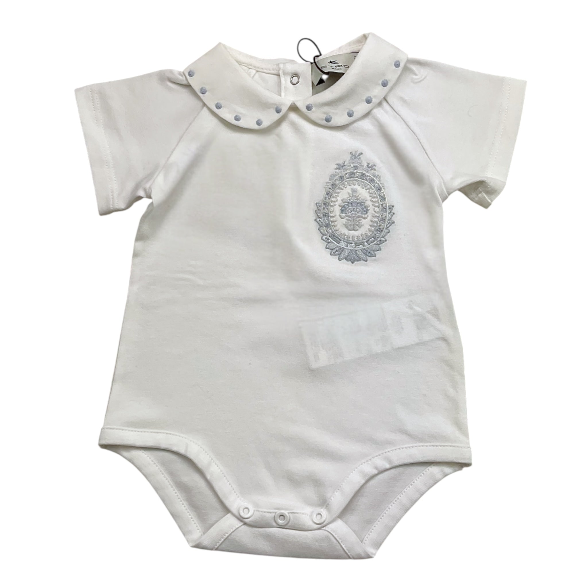 Etro Body Tinta Unita Mezza Manica con Colletto per Neonata GUA521 BIANCO ETRO 