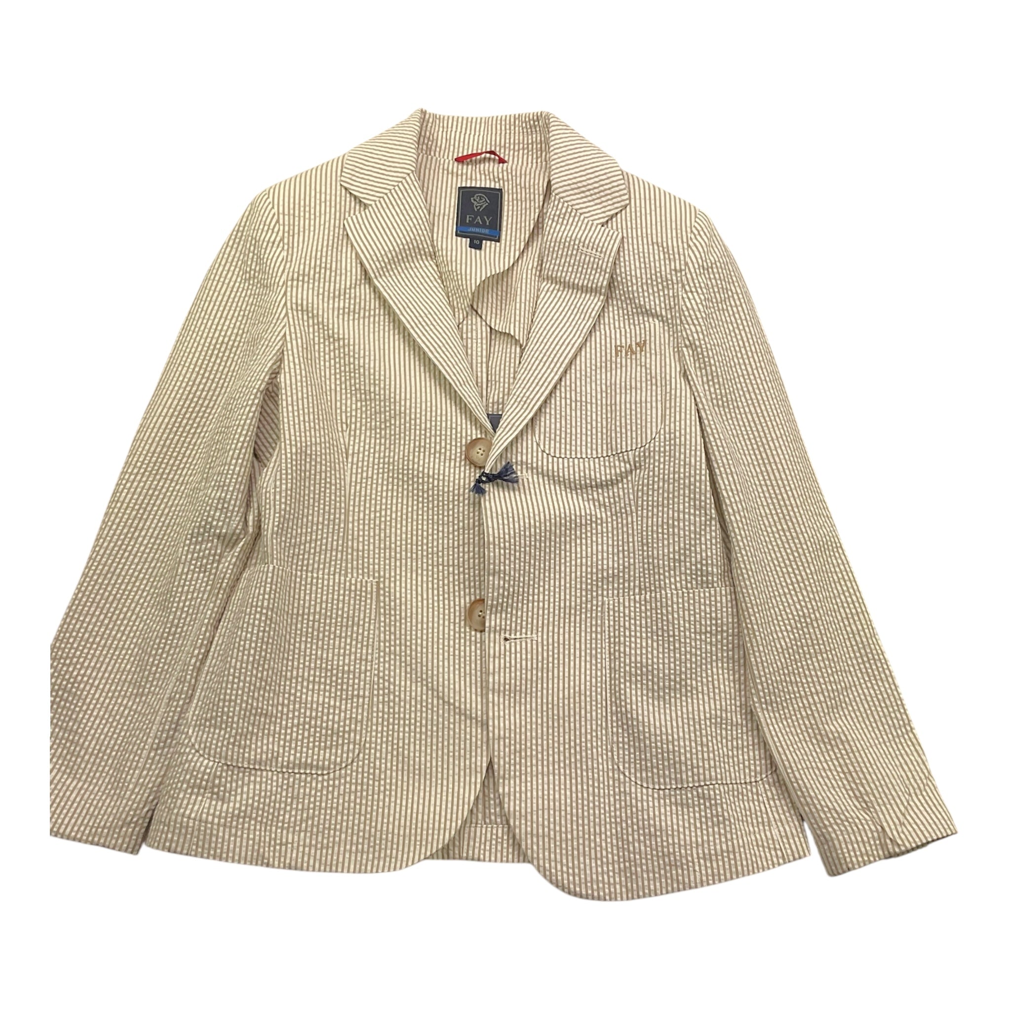 Fay Giacca Tinta Unita con Fantasia A Righe per Bambino FSP64G0078 BEIGE FAY 